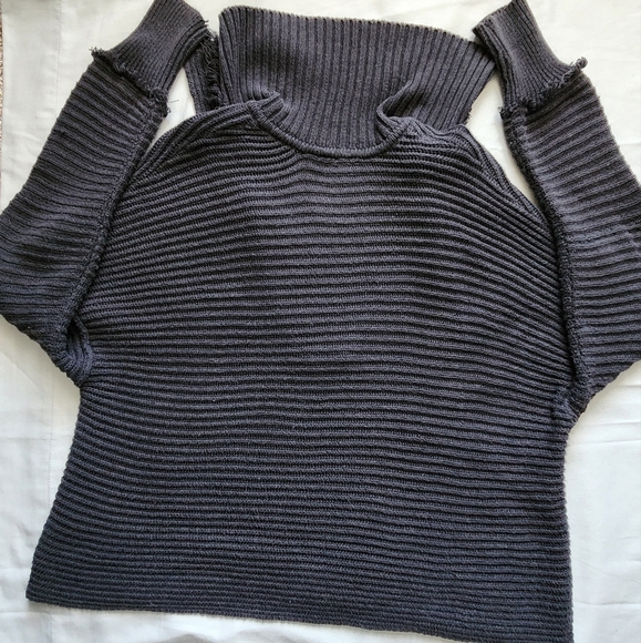 FREE PEOPLE Marlie Deep V Chunky Ribbed  Pullover Sweater Black - Picture 4 of 12